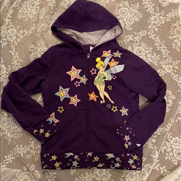 VINTAGE DISNEY TINKERBELL HOODIE Sweater PURPLE SZ M BEAUTIFUL DISNEYLAND - Picture 4 of 10